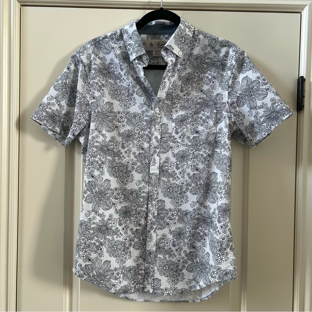 Original Penguin Monochrome Floral Button Down Shirt